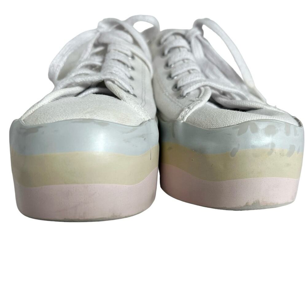 Keds Triple Up White Canvas Sneaker with Pastel Striped Wave Platform Size 6 - Picture 3 of 11